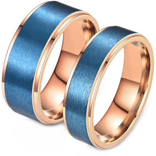 ***COI Titanium Blue Rose Step Edges Ring-00059A