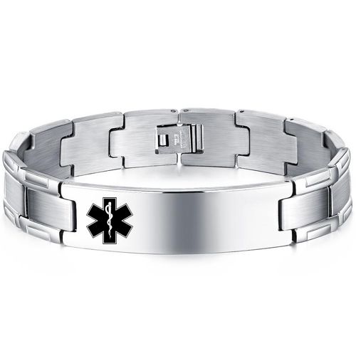 ***COI Titanium Medical Alert Bracelet With Steel Clasp(Length: 8.27 inches)-00206A