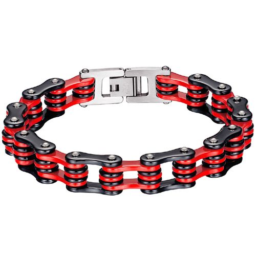 ***COI Titanium Black Red Bracelet With Steel Clasp(Length: 8.66 inches)-00229A