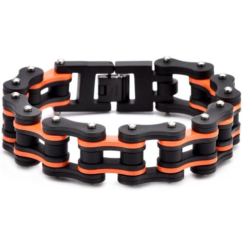 ***COI Black Titanium Orange Ceramic Bracelet With Steel Clasp(Length: 8.46 inches)-00245A