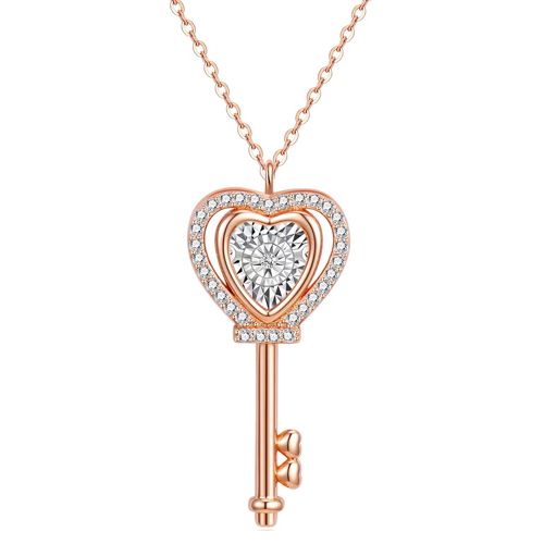 **COI Rose Titanium Key Cubic Zirconia Necklace(Length:17.70 inches)-9727