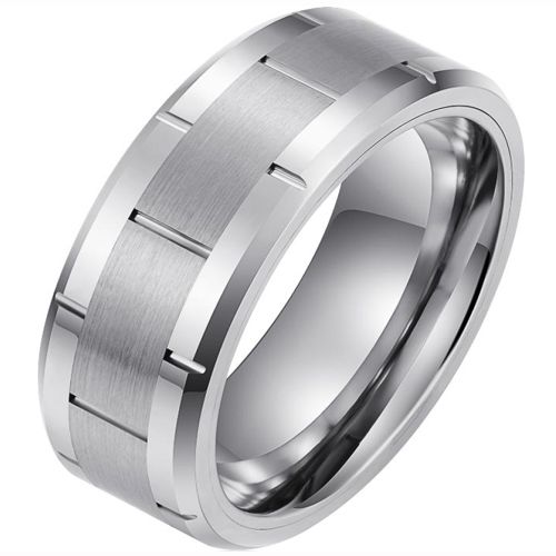 **COI Tungsten Carbide Tire Tread Brick Pattern Ring-9740