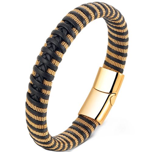 **COI Titanium Black Gold Tone Bracelet With Steel Clasp(Length: 8.27 inches)-9810