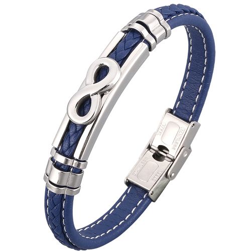 **COI Titanium Infinity Genuine Leather Bracelet With Steel Clasp(Length: 8.27 inches)-9881