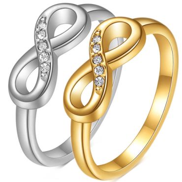 ***COI Titanium Gold Tone/Silver Infinity Ring With Cubic Zirconia-00138A