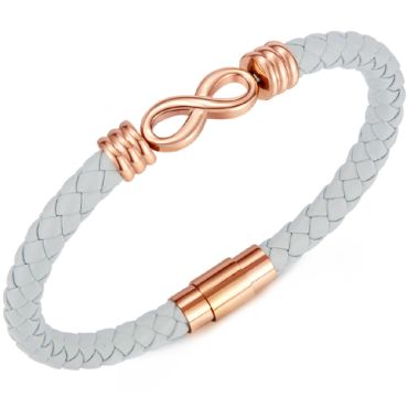 ***COI Rose Titanium Infinity Genuine Leather Bracelet With Steel Clasp(Length: 7.48 inches)-00204A