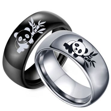 ***COI Titanium Black/Silver Panda Dome Court Ring-00415A