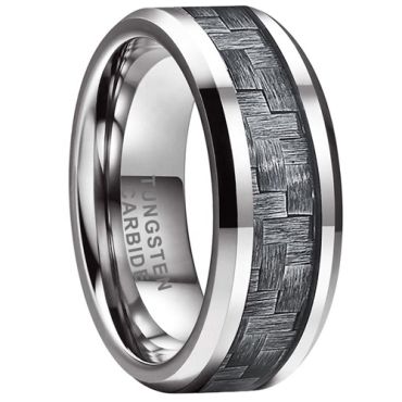 **COI Tungsten Carbide Beveled Edges Ring With Carbon Fiber-7315AA