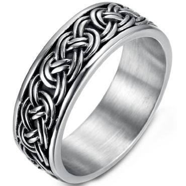 **COI Titanium Black Silver Trinity Knots Celtic Ring-9822