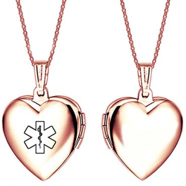 **COI Rose Titanium Medical Alert Heart Shape Pendant-9870