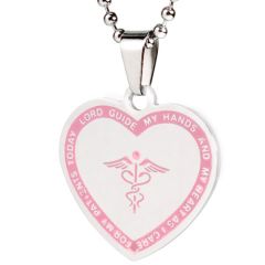 ***COI Titanium Silver & Rose Medical Alert Pendant-00017A