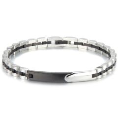 ***COI Titanium Black Silver Bracelet With Steel Clasp(Length: 8.07 inches) -00175A