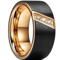 ***COI Tungsten Carbide Black Rose Ring With Cubic Zirconia-00221A