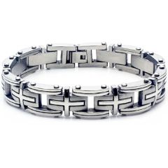 ***COI Titanium Cross Bracelet With Steel Clasp(Length: 8.27 inches)-00228A