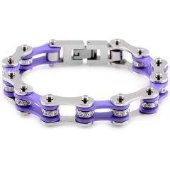 ***COI Titanium Purple Ceramic Cubic Zirconia Bracelet With Steel Clasp(Length: 8.27 inches)-00241A