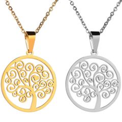 **COI Titanium Gold Tone/Silver Life Tree Pendant-9812