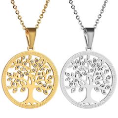 **COI Titanium Gold Tone/Silver Life Tree Pendant With Cubic Zirconia-9816