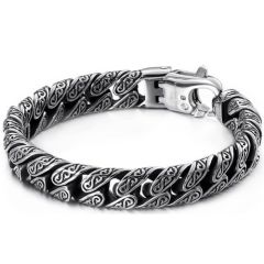 **COI Titanium Black Silver Celtic Bracelet With Steel Clasp(Length: 9.06 inches)-9829