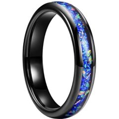 **COI Tungsten Carbide Black/Rose/Gold Tone/Silver Crushed Opal Dome Court Ring-9837