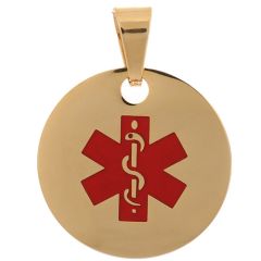 **COI Titanium Gold Tone/Silver Medical Alert Pendant-9845