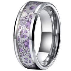 **COI Tungsten Carbide Gears Ring With Purple Carbon Fiber-9847