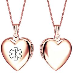 **COI Rose Titanium Medical Alert Heart Shape Pendant-9870