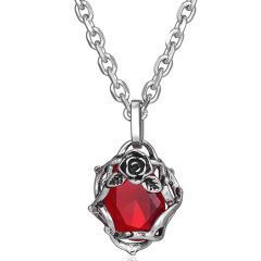 **COI Titanium Pendant With Created Red Ruby or Black Onyx-9929