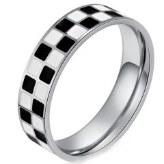 **COI Titanium Gold Tone/Silver Checkered Flag Ring-9954