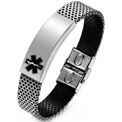 COI Titanium Medical Alert Bracelet With Steel Clasp(Length: 7.48 inches)-9973