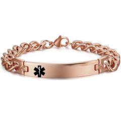 **COI Rose Titanium Medical Alert Bracelet With Steel Clasp(Length: 8.66 inches)-9977