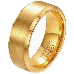 **COI Gold Tone Tungsten Carbide Polished Shiny Matt Beveled Edges Ring - TG1829